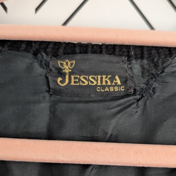 Vintage Jessika classic floral embroidery black cardigan button up grandma - Picture 6 of 12